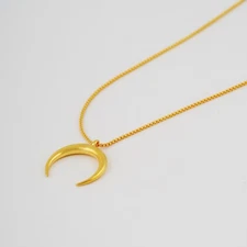 925 Sterling Silver Crescent Moon Modern Necklace For Women US Duty Free