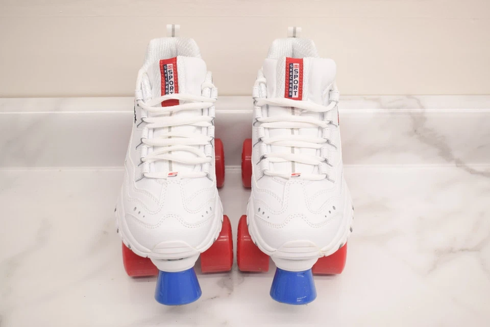 Zapatillas deportivas Skechers Four Wheelers para mujer talla 7 blancas con caja original USADAS Foto 2 de 4