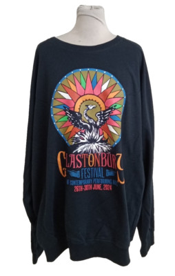 Glastonbury Festival 2024 Men's Windrose Sweatshirt 3XL Navy Blue Cotton New F1
