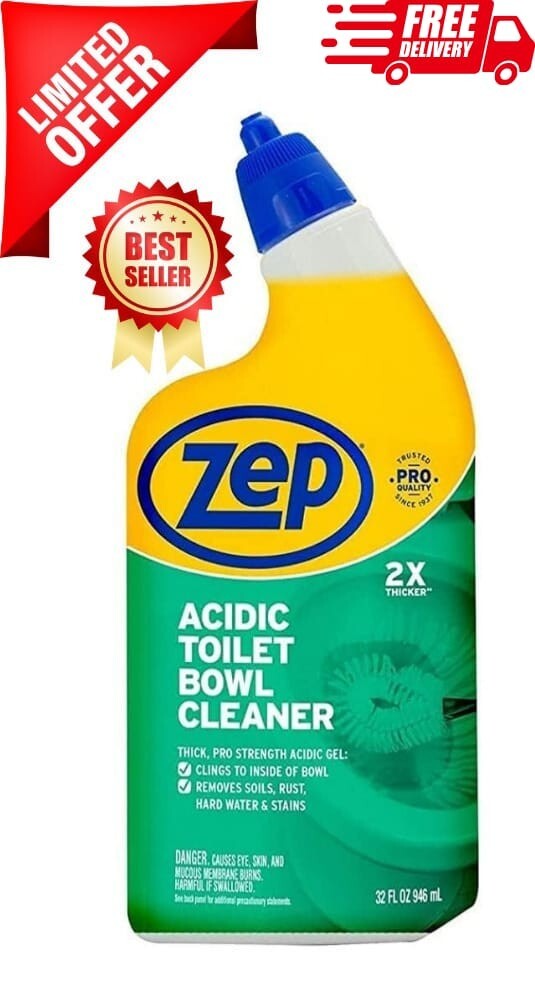 Zep Acidic Toilet Bowl Cleaner 2X Thicker, 32 Oz, White, Wintergreen eBay