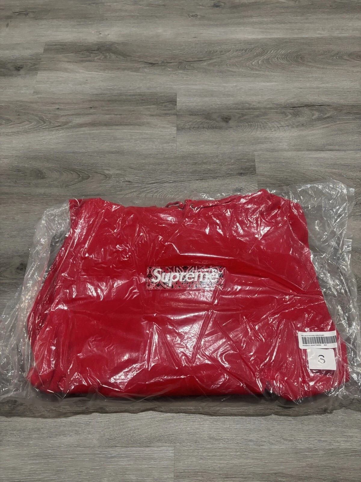  Sweat à capuche logo Supreme Box rouge bandana FW19 petit