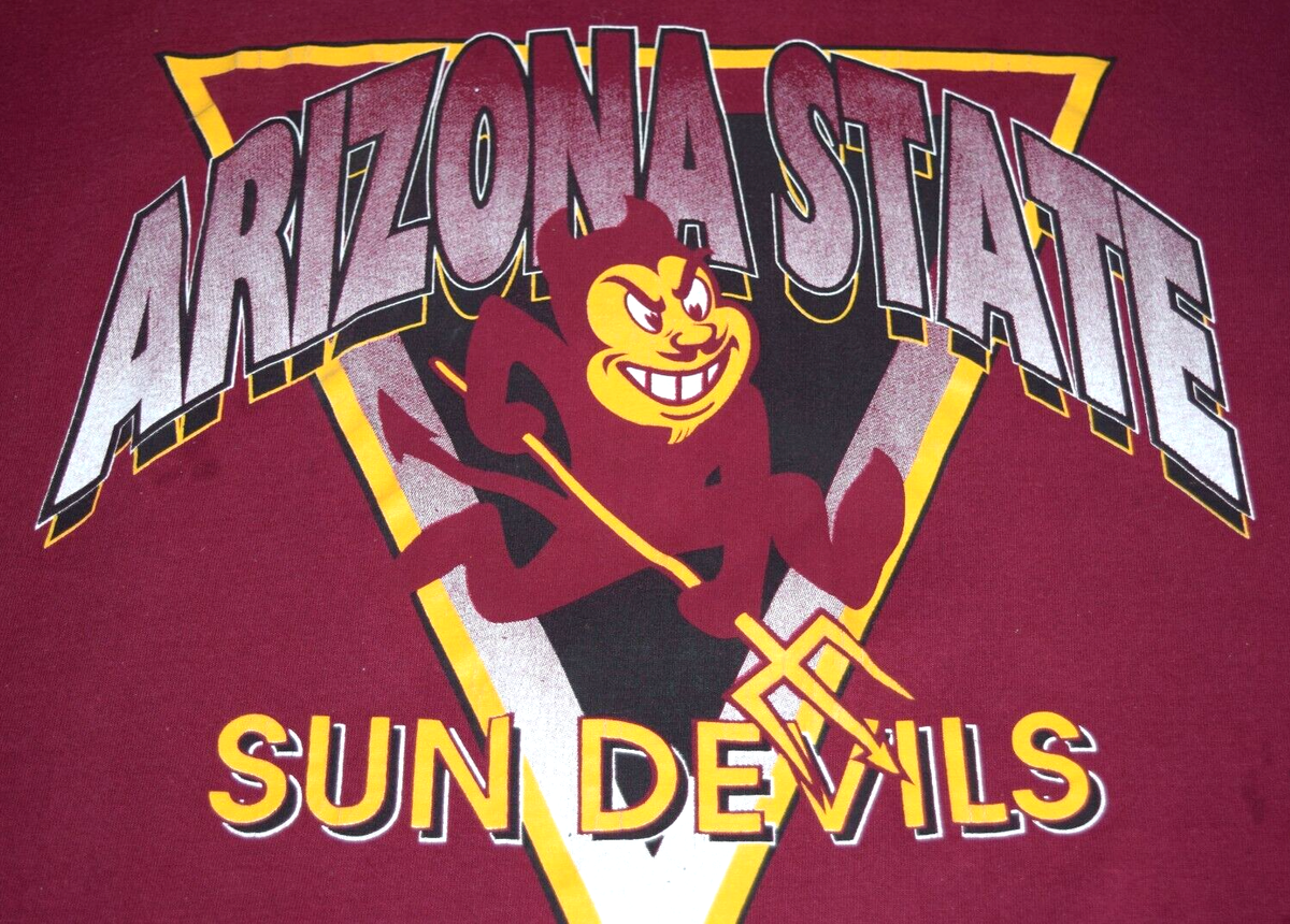 ASU T-Shirt VTG 80s 90s Arizona State 2 Tone Gold Sleeve