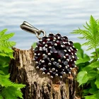 RR Antique Czech Bohemian Natural Rose Garnet Brooch Pendant Victorian snowflake