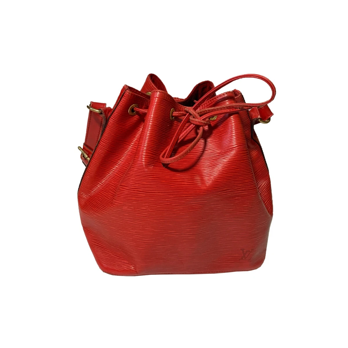 Vintage Louis Vuitton Petit Noé Bucket Bag Drawstring Epi Leather Red