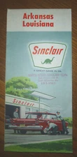 1961 Arkansas Louisiana road map Sinclair gas oil 