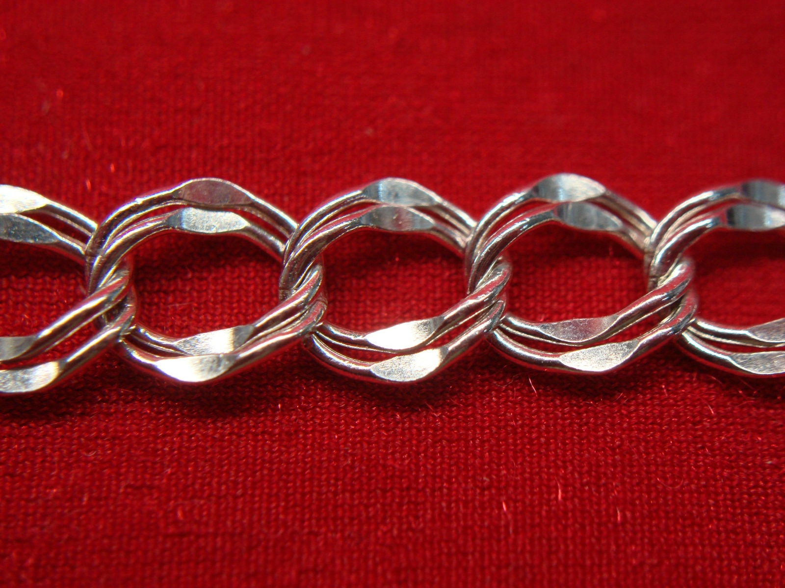 PRETTY SOLID STERLING DOUBLE LINK CHAIN BRACELET … - image 5