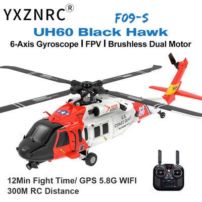 YXZNRC F09-S RC Helicopter 2.4G 6CH Gyro GPS Optical Flow Positioning Aircraft