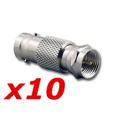 10 Pack BNC Female Jack to F-Type Male Plug Coax Adapter Radio Connector RG59/6
