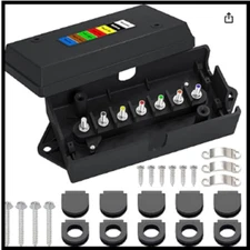 7 Way Trailer Junction Box Weatherproof 7 Pin Trailer Wiring Box 7 Color-Coded