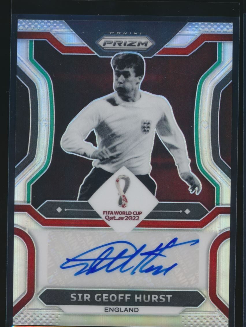 2022-23 SIR GEOFF HURST AUTO PRIZM FIFA WORLD CUP QATAR 2022 SILVER /25 #S-GHU view 1