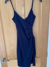 PRETTY LITTLE THING Laurielle Wrap Dress Size 10 Navy