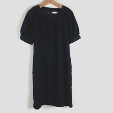 Calvin Klein Dress Womens 8 Black Shift Round Neck Pleated Lined Back Zipper