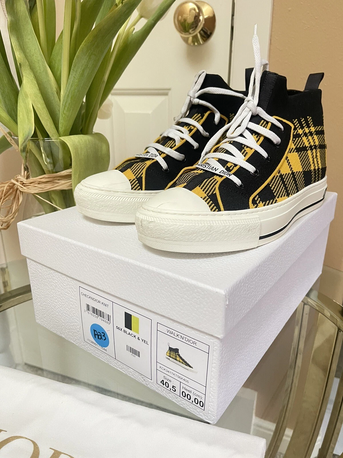 Authentique baskets Christian Dior Check Dior tricot taille 40,5 vente au détail