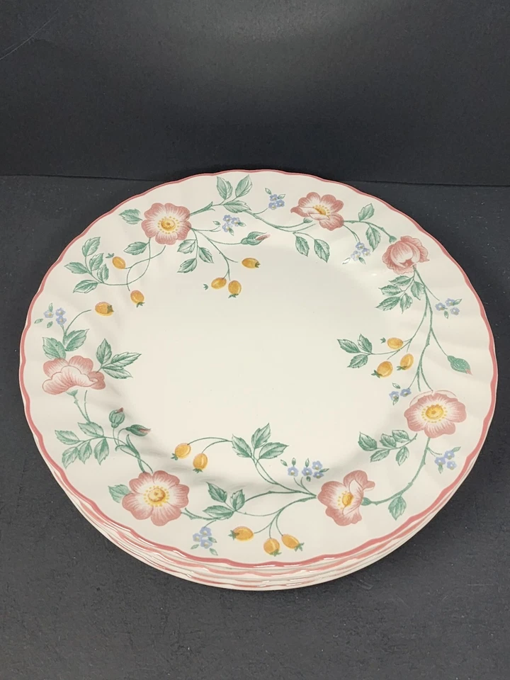 Set Of 6 Churchill Briar Rose Dinner Plates 10" England Pink Roses - Image 3 of 4