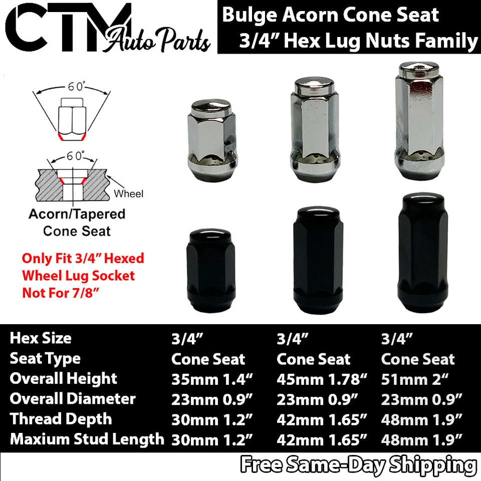 20x Red Large Seat 14x1.5 Lug Nut 7/8" Hex Edge Explore Mustang Aviator Wheel - Image 2 of 4
