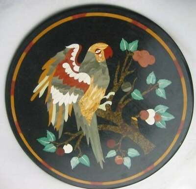12'' Black Marble End center Table Top unique Design Inlay Work from Heritage Art