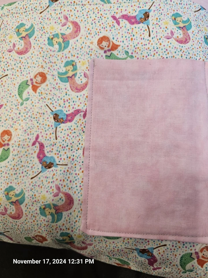 Almohada de lectura de bolsillo tema sirena, 2 bolsillos.  Solo farsa. Hecho a mano Foto 4 de 4