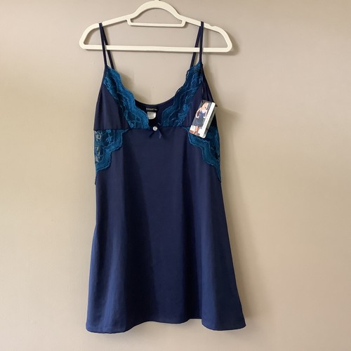Chemise De Nuit Une Pièce Coquette Taille L En Satin Et Powernet Bleue - Neuve Avec étiquettes