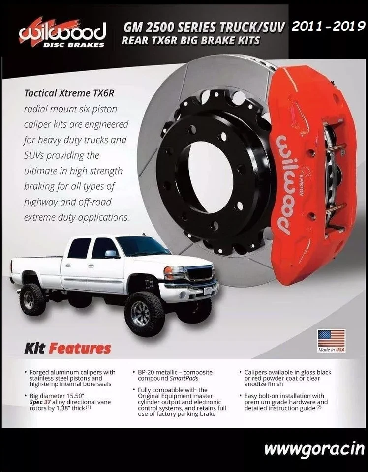 Wilwood Rear Big Brake Kit 2011-2019 Silverado 2500 3500 HD,15.5 Rotor,6 Piston - Image 4 of 4