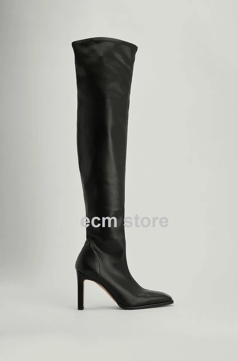 NA-KD Shoes Thigh Boots Black Size 38 Women's Shoe Heel