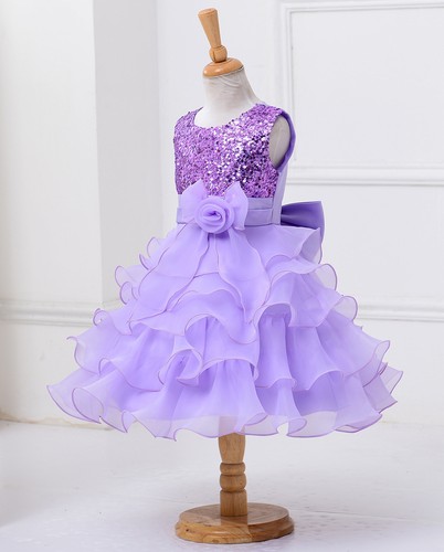 Sequined Flower Girls Tutu Ball Gown Sleeveless Dress 2-14 - Picture 22 of 22