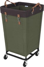 Large 160L Rolling Laundry Basket with Wheels - Green Clothes Organizer