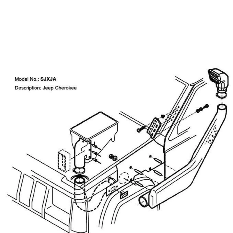 Kit de snorkel de admisión de aire frío para Jeep Cherokee XJ 1984-2001 cabezal rodante todoterreno Foto 4 de 4