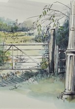 Original Watercolour & Ink, 'Old Lamp Post, Littleton', Dated 1993