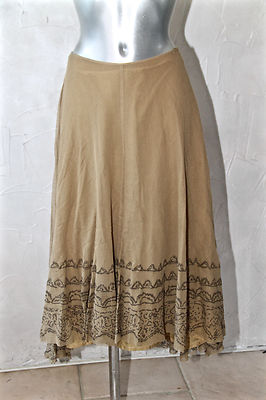 Jupe Longue Superposée En Résille Camel LILITH - Taille S, Excellent état Occasion