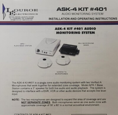 The ASK-4  #401 is a two zone audio monitoring kit compatible with most...