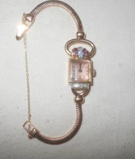 Vintage 1930's Ladies 14K  Rose Gold Ruby Diamond Watch