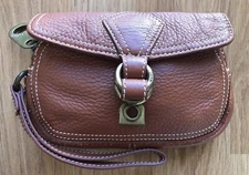 Marc By Marc Jacobs Wristlet Clutch Ginger Brown Leather