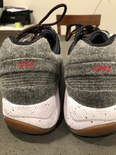 SAUCONY GRID 9000 LETTERMAN S BLACK GREY WHITE RED LEATHER WOOL S70259-1 Sz 10 - Picture 4 of 5
