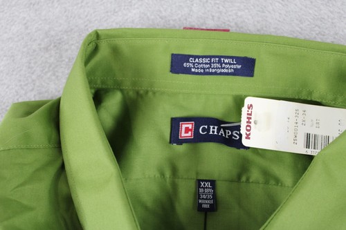 Chaps Shirt Mens 2XL XXL 18-18.5 34/35 Classic Fit Twill Wrinkle Free Button NWT - Picture 3 of 6