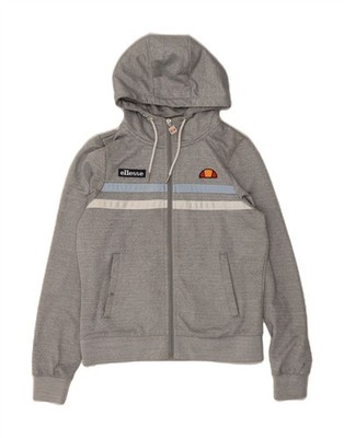 Ellesse Damen Grafik Reißverschluss Hoodie Pullover UK 10 Small grau gestreift CK22