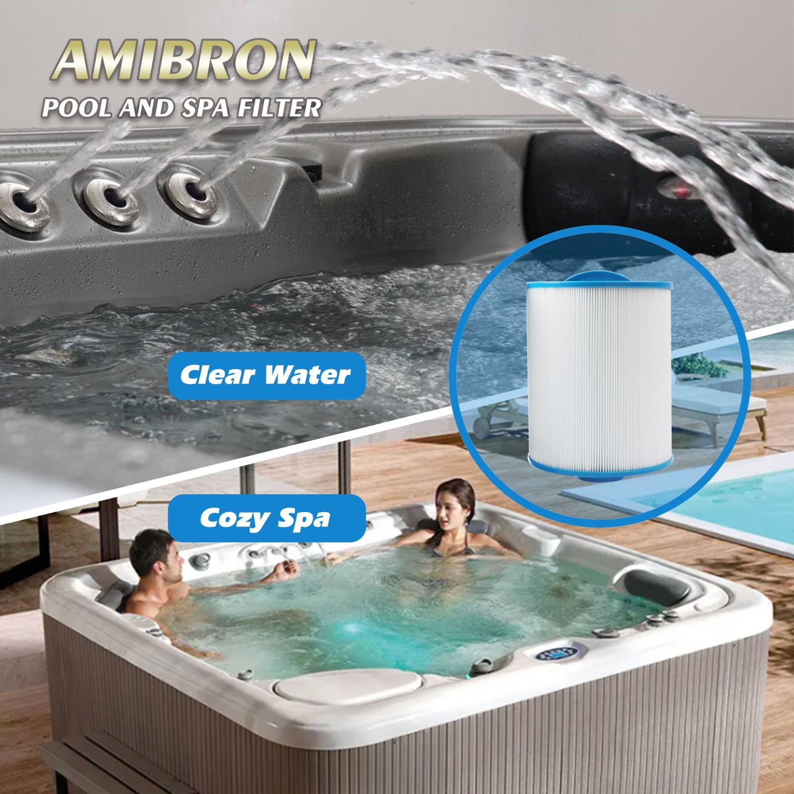 AmiBron PAS50SV Hot Tub Filter Replaces Artesian Spa Filter,6ch502, PAS50SV-F2M
