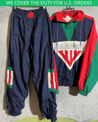 Hummel Vintage 1990s 1980s Tracksuit Anorak Jacket Pants Multicolor Men Size M