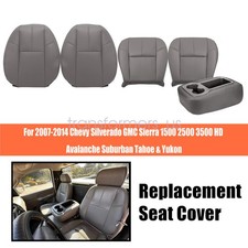 5pcs Front Side Center Jump Seat Cover Dark Gray For 2007-2014 Chevy Silverado