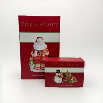Fitz and Floyd Coastal Claus Cookie Jar + NEW Salt & Pepper Shakers Christmas