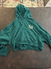 PINK Victoria s Secret Everyday Fleece Crop Hoodie Sweatshirt in Green-Comfy-M