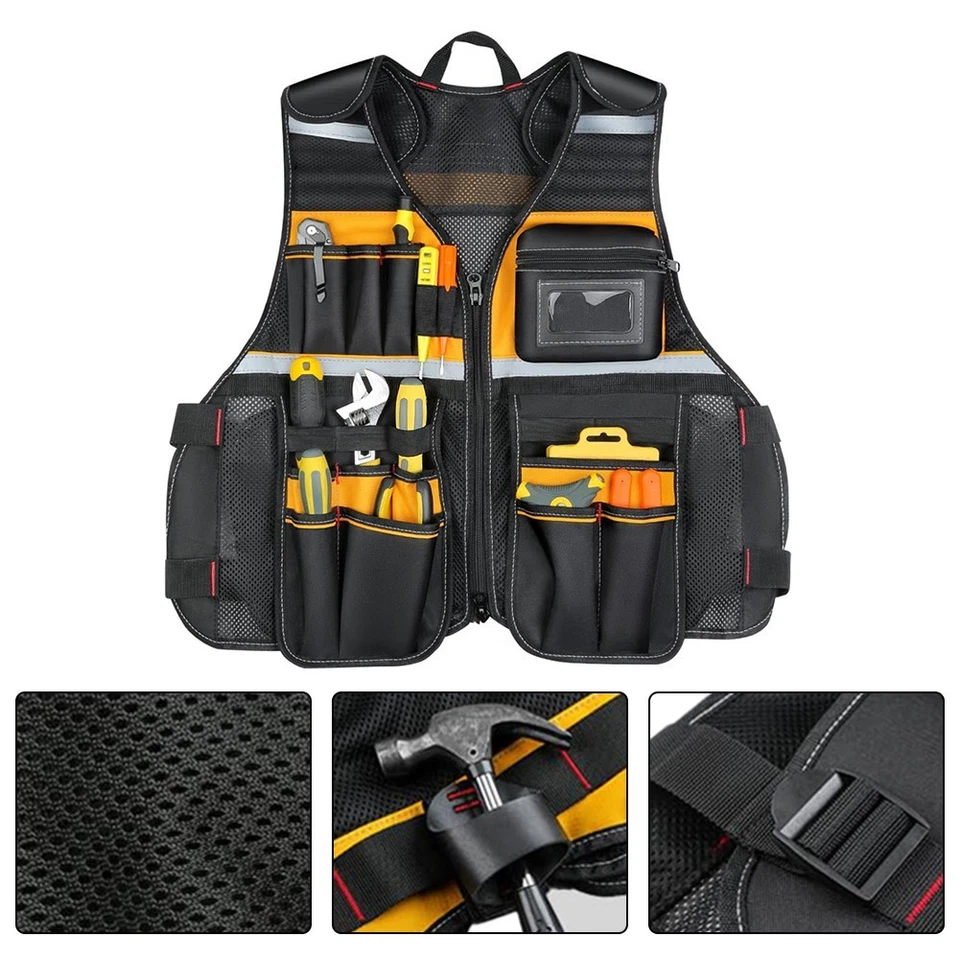 Heavy Duty Work Vest with Tool Storage for Electricians and Carpenters - Image 2 of 4
