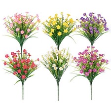 Artificial Flowers for Outdoors,6 Bundles Artificial Plants Outdoor, Fake4405