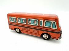 Vintage 1950s Japanese Tin Litho School Bus 4620 Made in Japan 6.5 Inch Toy