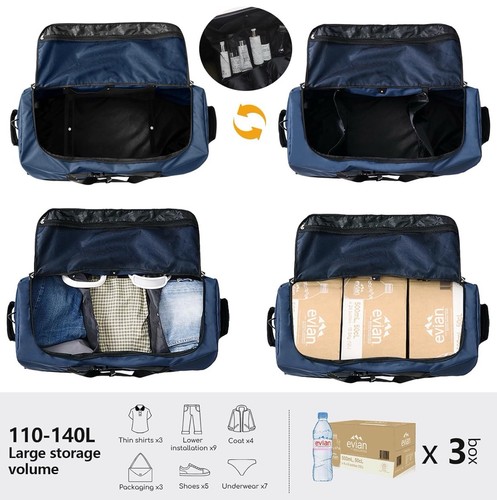 32” Expandable 140L Rolling Duffle Bag Luggage with 2 Inline Wheels Convertible - Picture 7 of 10