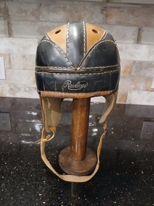 Vintage Rawlings 2 Wing All Leather 1930s Football Helmet