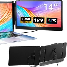 Laptop Screen Extender, 14" FHD 1080P IPS Dual Laptop Monitor Extender, Plug ...