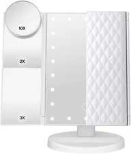 Makeup Mirror Vanity with Lights 1X 2X 3X 10X 11.2"L x 4.7"W, White 