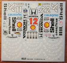 DECAL: S27 12028 1/12 McLaren MP4/6 Full Sheet