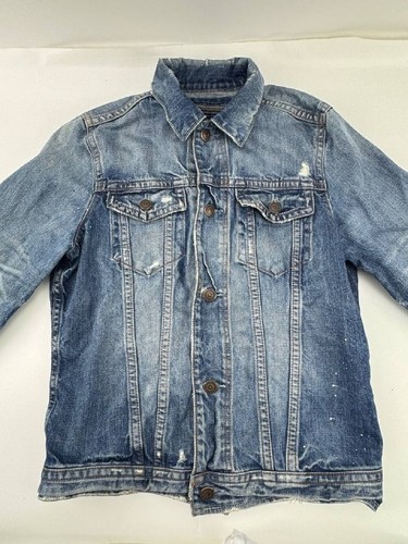 Abercrombie & Fitch Mens Blue Denim Indigo Lake Jacket Trucker Jean Jacket Sz L - Picture 3 of 14