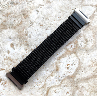 NICKSTON Sport Uhrenarmband Klett Nylon für Fitbit Ionic, Schwarz